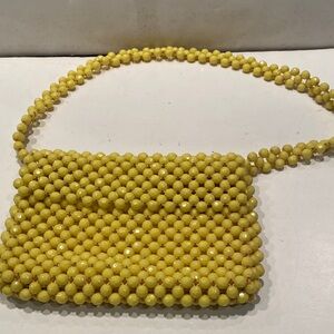 Vintage 1960s Yellow Lucite Beaded Shoulder Bag